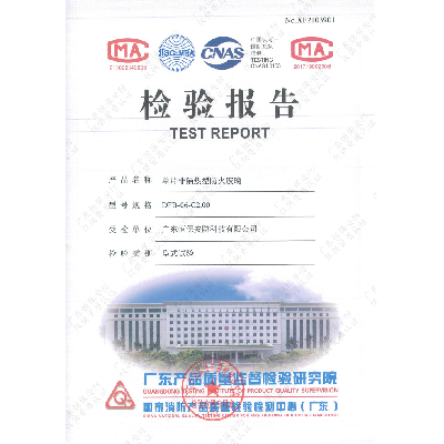 DFB-06-C2.00 06mm高硼硅防火玻璃 报告（广东恒保安防）